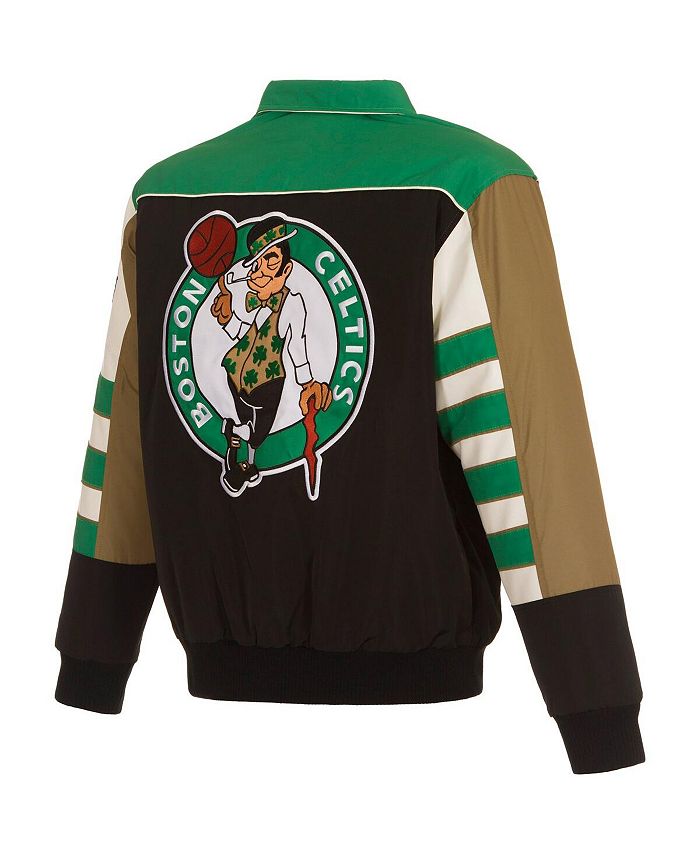 JH Design Men's Black Boston Celtics Stripe Colorblock Nylon Reversible