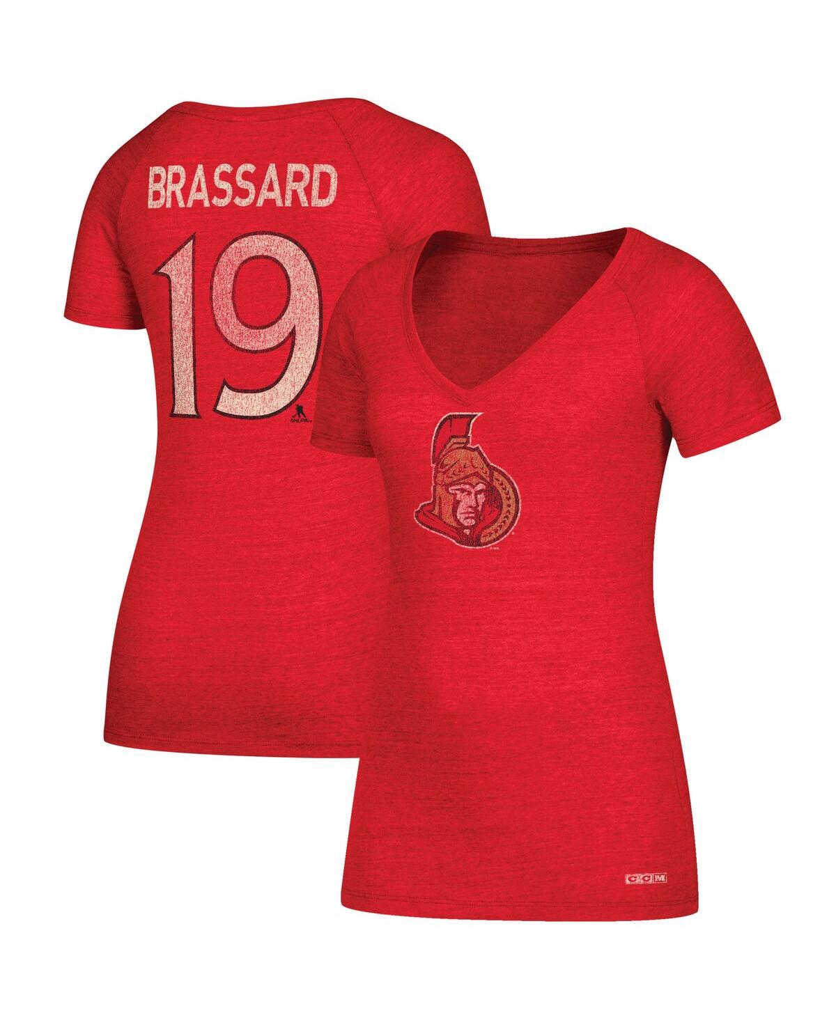 Women's Ccm Derick Brassard Red Ottawa Senators Name and Number V-Neck T-shirt - Red