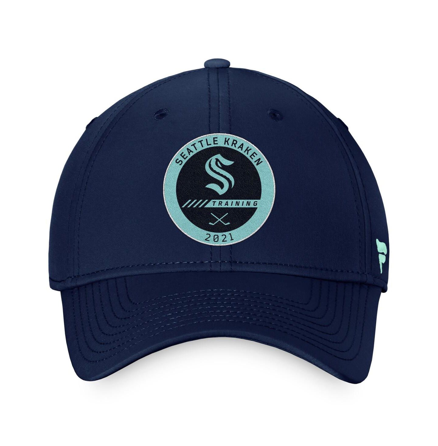 Мужская кепка Fanatics Deep Sea Blue Seattle Kraken Authentic Pro Training Camp Flex Hat — фото 3