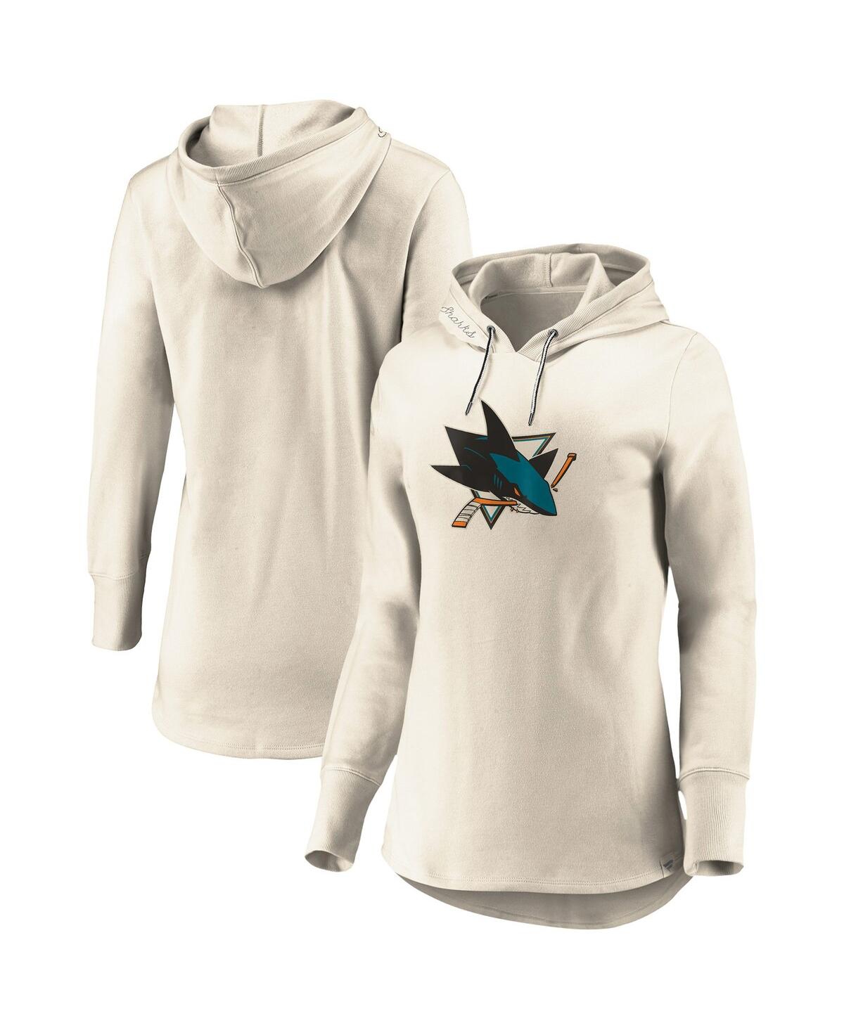 Women's Fanatics Oatmeal San Jose Sharks True Classics Signature Fleece Pullover Hoodie - Oatmeal