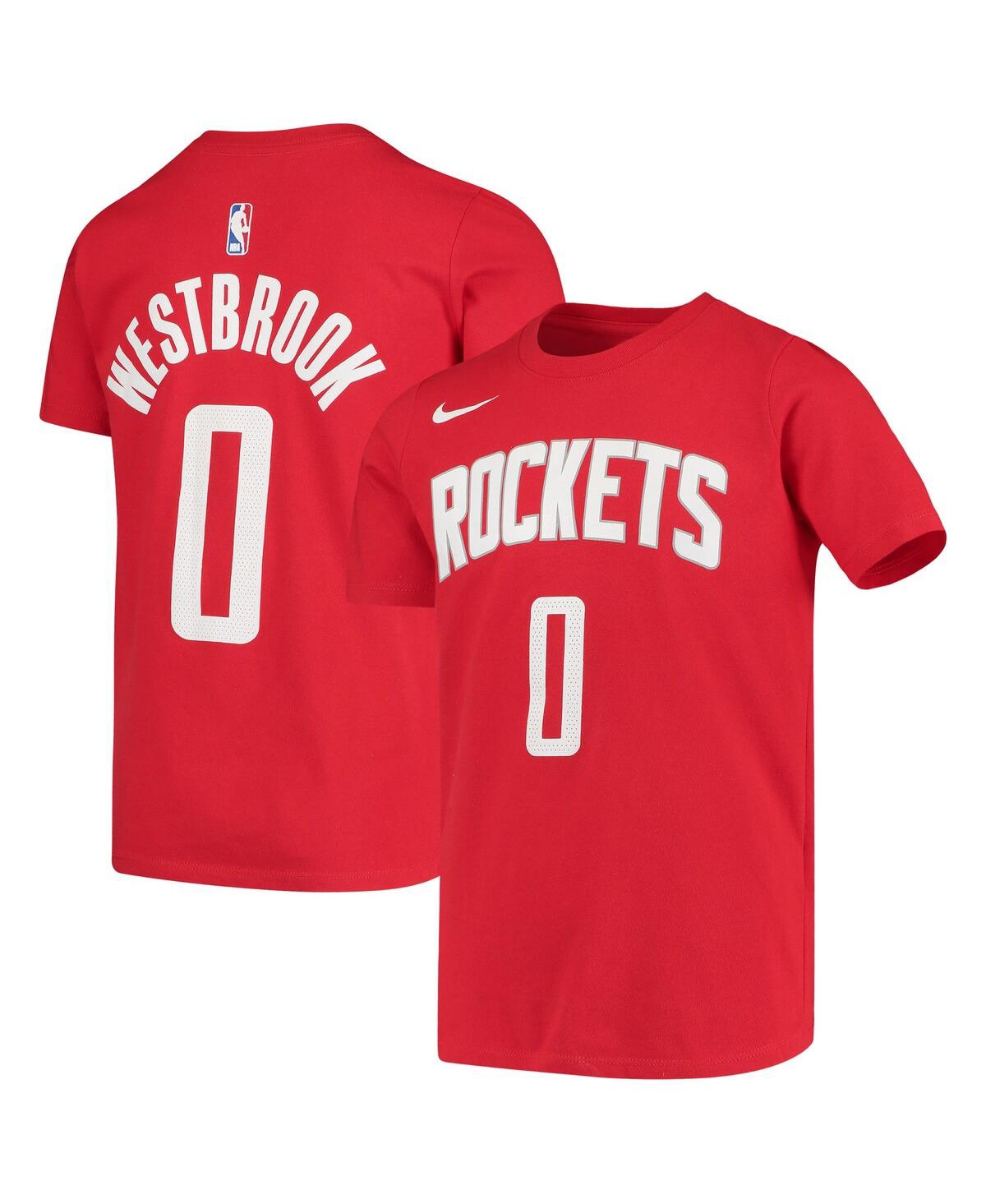 Youth Boys Nike Russell Westbrook Red Houston Rockets Icon Edition Name and Number Performance T-shirt