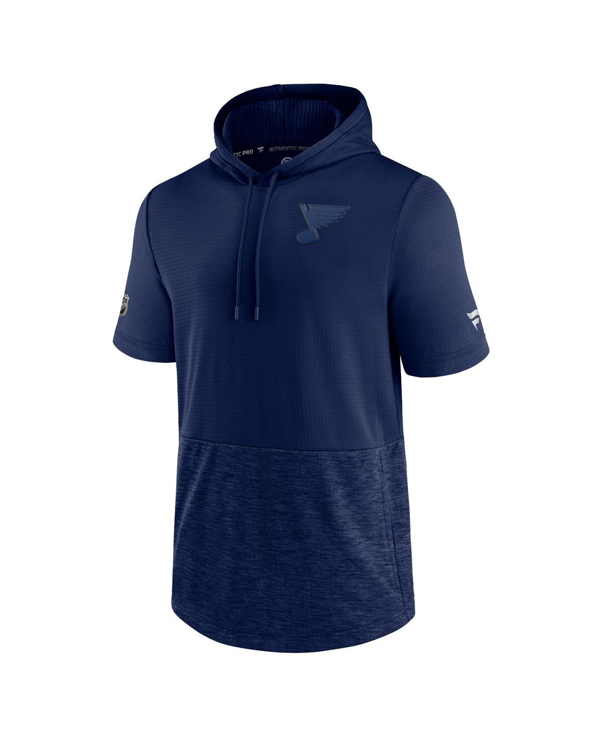 Men's FanaticsSt. Louis Blues Authentic Pro Travel and Training Short Sleeve Pullover Hoodie - Navy