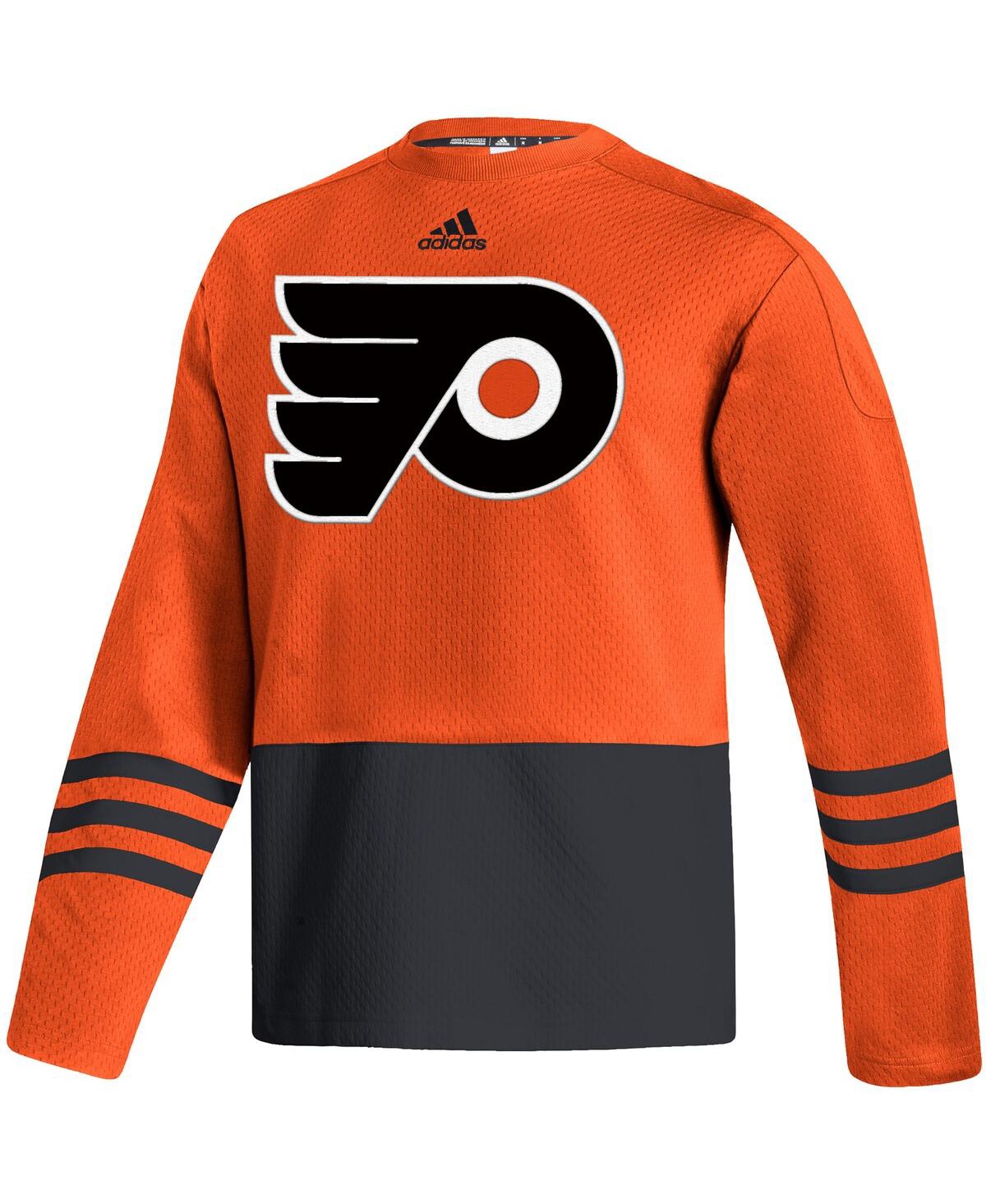 Shop Adidas Originals Men's Adidas Orange Philadelphia Flyers Logo Aeroready Pullover Sweater
