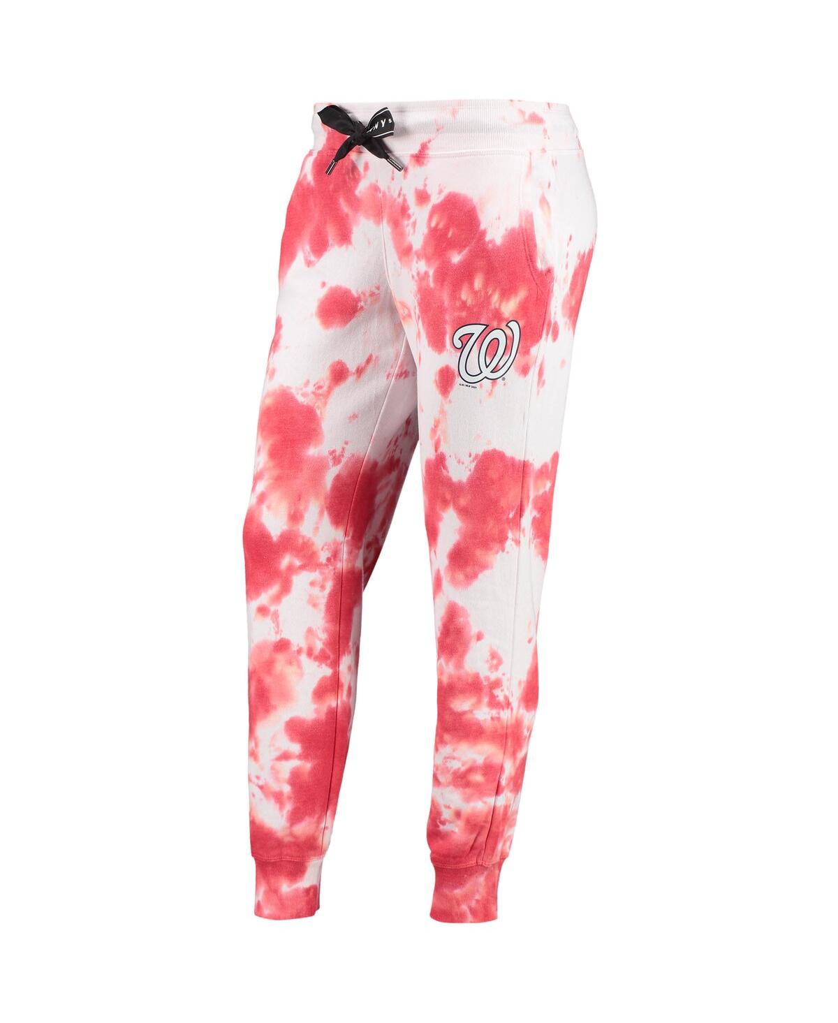 Shop Dkny Women's  Sport White, Red Washington Nationals Melody Tie-dye Jogger Pants In White,red