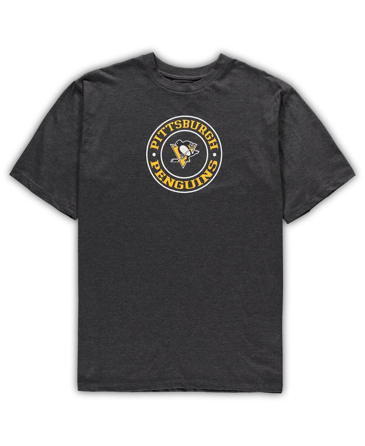 Concepts Sport Men's  Black, Heathered Charcoal Pittsburgh Penguins Big And Tall T-shirt And Shorts S In Gray