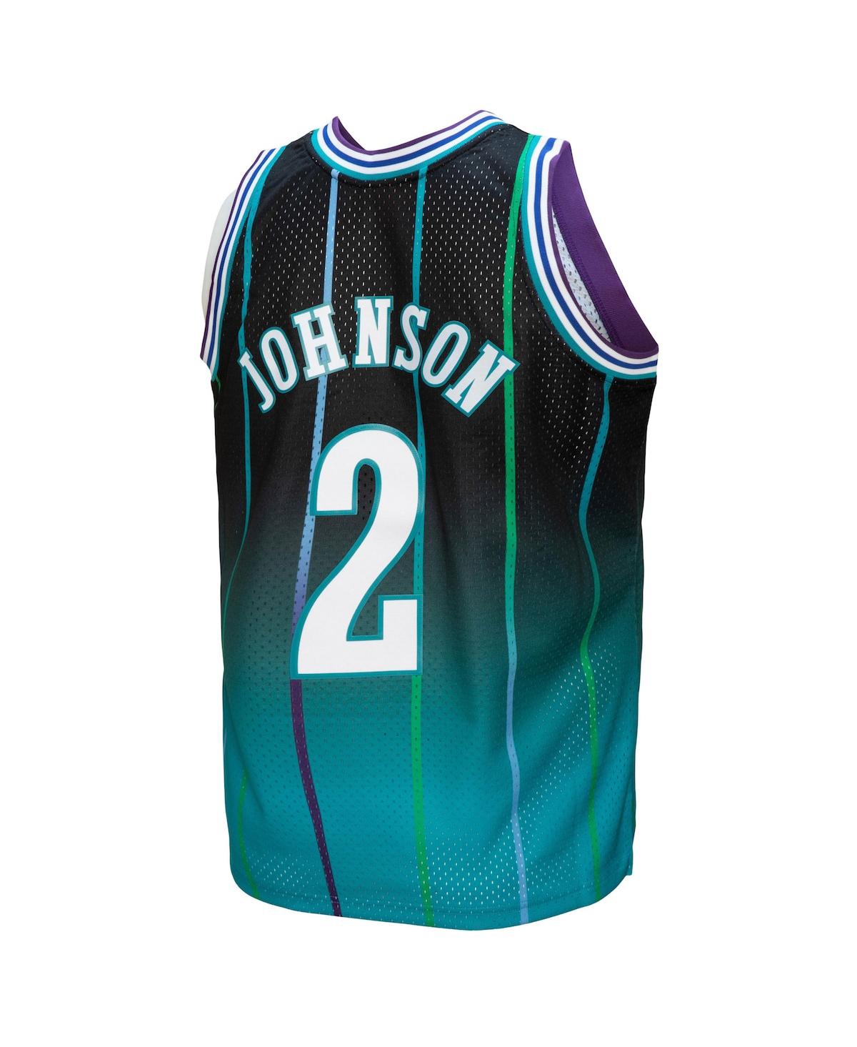 Men's Mitchell & Ness Larry Johnson Black Charlotte Hornets 1992/93 Hardwood Classics Fadeaway Swingman Player Jersey - Black