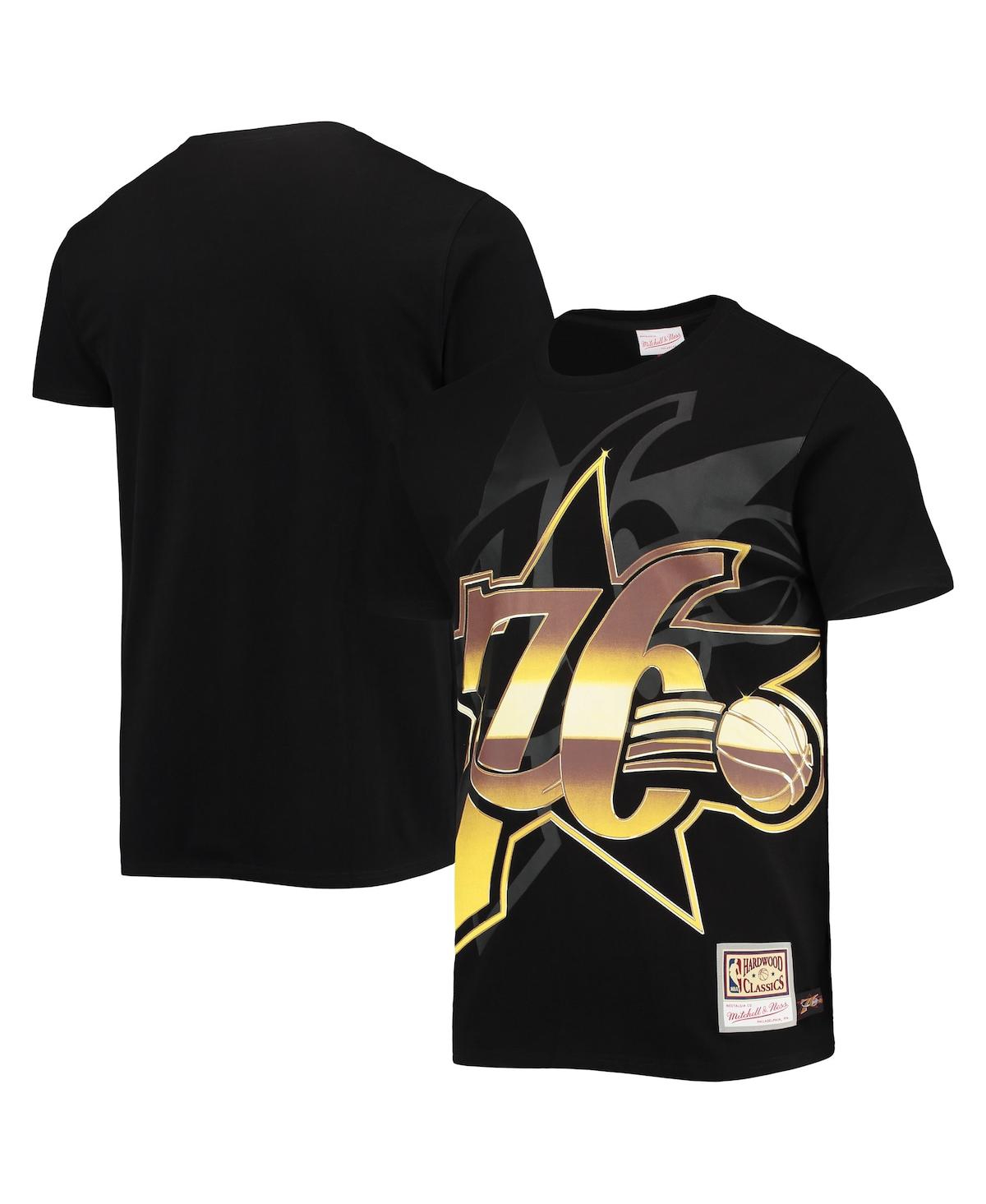 Mitchell & Ness Men's  Black Philadelphia 76ers Big And Tall Hardwood Classics Big Face 4.0 T-shirt In Black