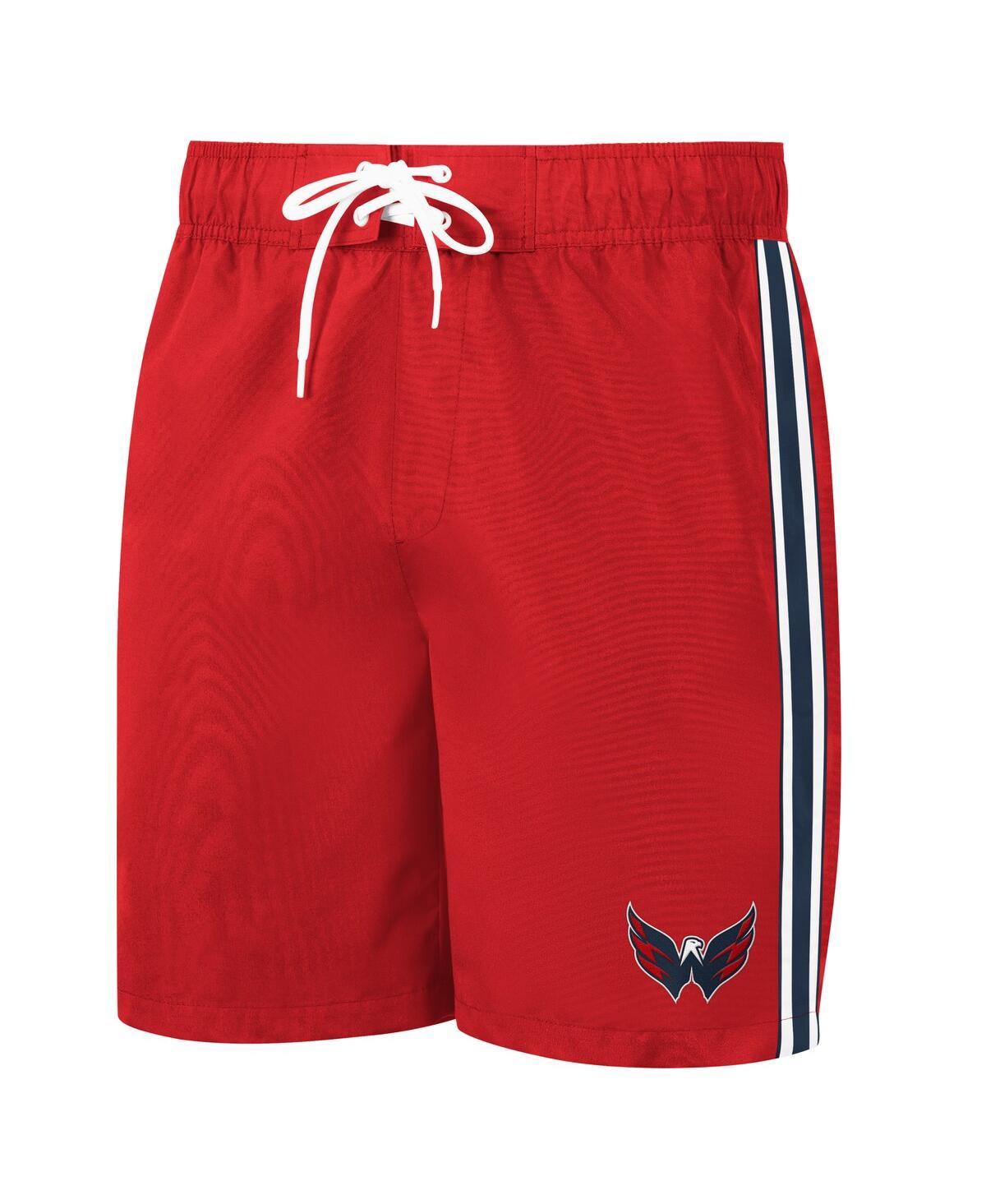 Shop G-iii Sports By Carl Banks Men's  Red And Navy Washington Capitals Sand Beach Swim Shorts In Red,navy