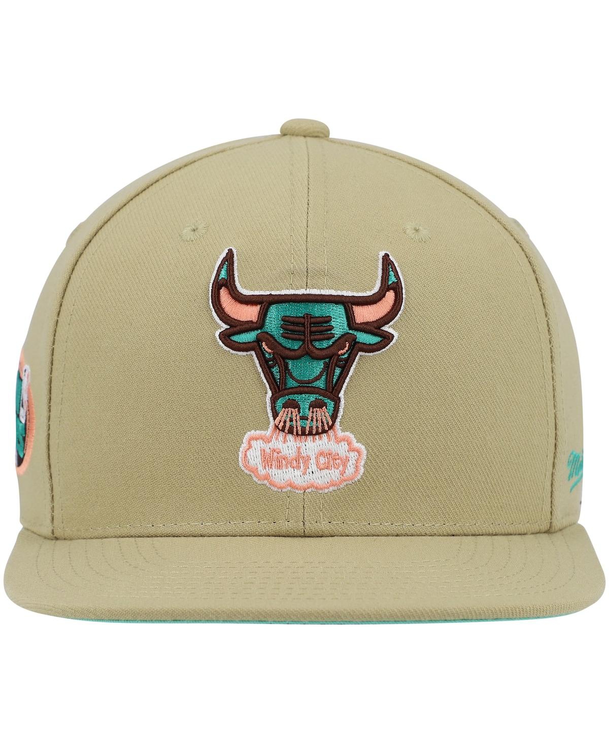 Shop Mitchell & Ness Men's  Khaki Chicago Bulls 1996 Nba Finals Hardwood Classics Malibu Sunrise Fitted Ha