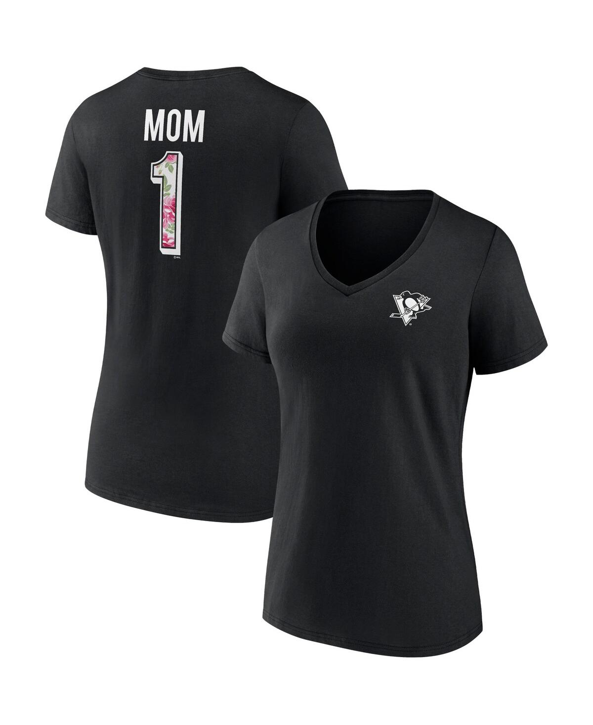 Fanatics Branded Black Pittsburgh Penguins Team Mother's Day V-neck T-shirt In Black