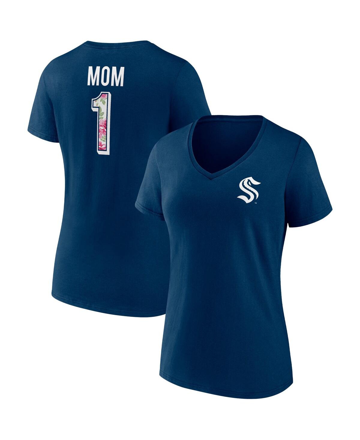 Fanatics Branded Deep Sea Blue Seattle Kraken Team Mother's Day V-neck T-shirt In Deep Sea Blue