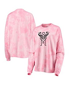 Women's Pink Inter Miami CF Tie-Dye Fleece Tunic Pullover Sweatshirt