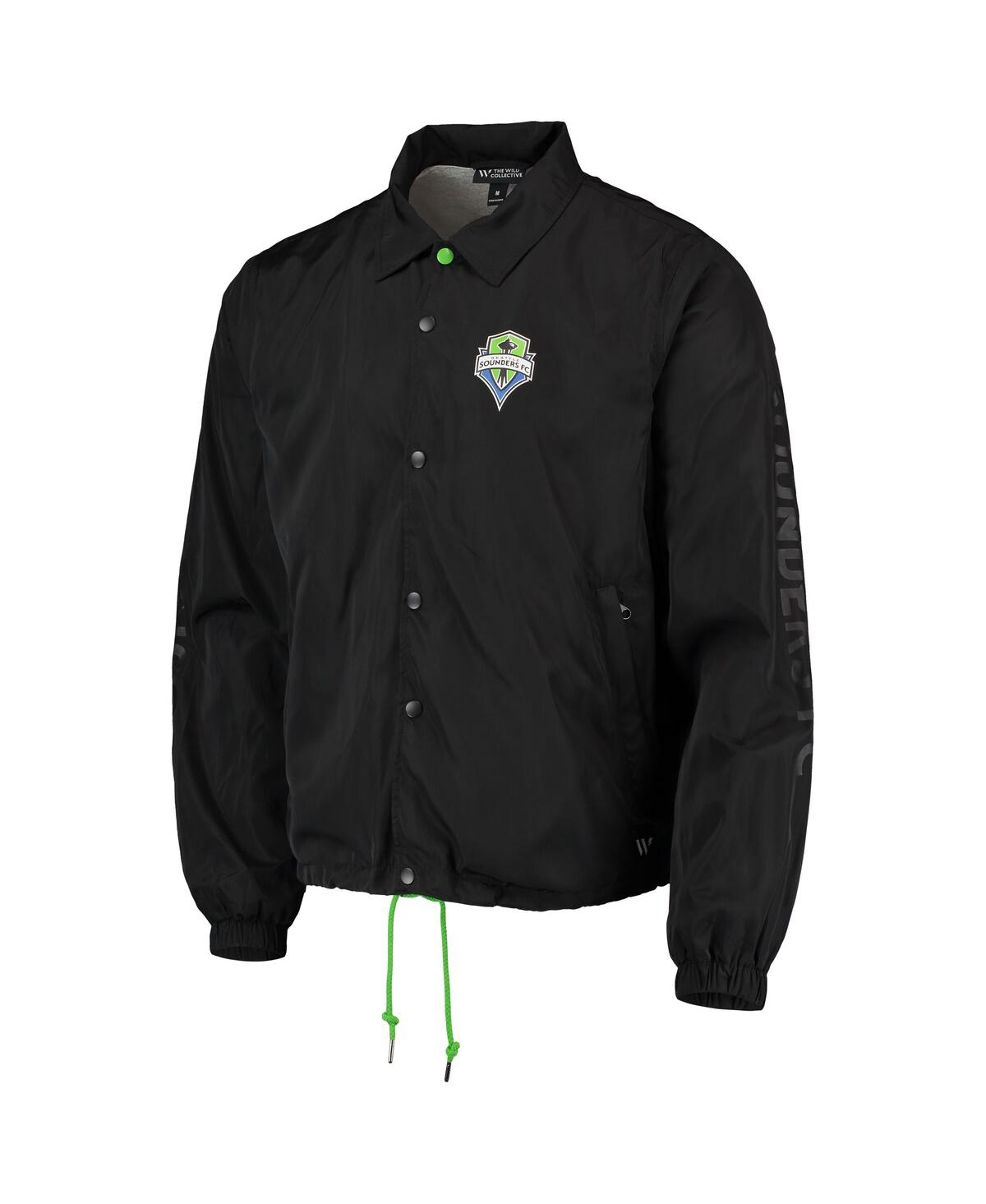 Shop The Wild Collective Men's  Black Seattle Sounders Fc Coaches Full-snap Jacket