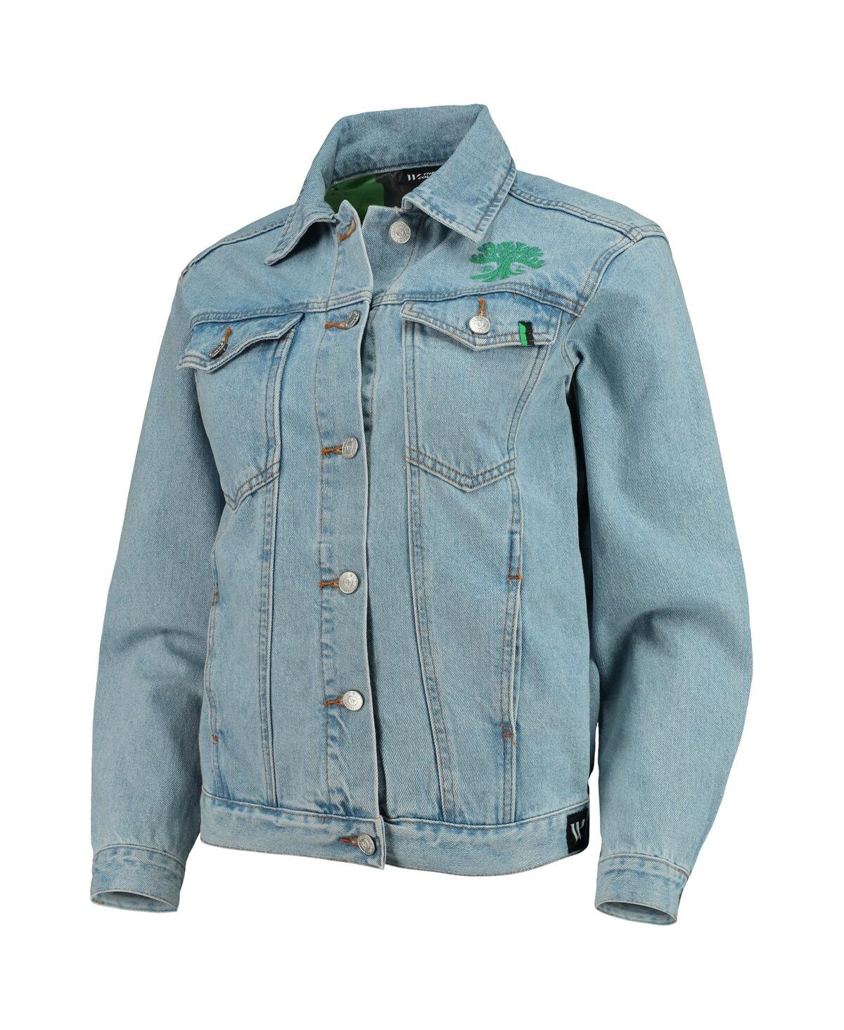 Shop The Wild Collective Women's  Blue Austin Fc Print Denim Button-up Jacket