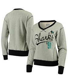 Women's Gray San Jose Sharks Nideau V-Neck Pullover Sweatshirt
