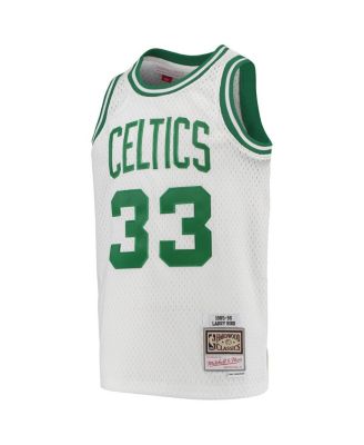 Big Boys Larry Bird White Boston Celtics 1985-86 Hardwood Classics Swingman Throwback Jersey