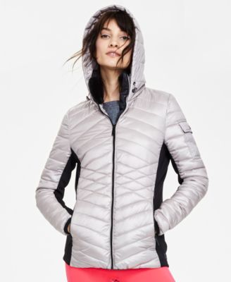 Calvin Klein Hooded Mixed-Media Puffer 
