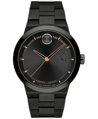 Movado - Men's Swiss Bold Black Ion Plated Stainless Steel Bracelet Watch 42mm