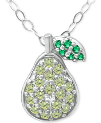 Lemon Green & Green Quartz Pear Pendant Necklace, 16" + 2" extender