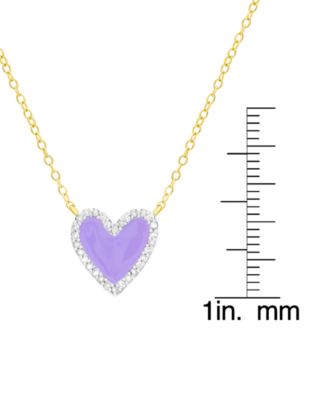 Diamond Purple Enamel Heart "Loved" 18" Pendant Necklace (1/8 ct. t.w.) in 14k Gold-Plated Sterling Silver