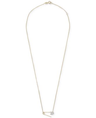 Diamond Safety Pin Charm Collector Pendant Necklace (1/20 ct. t.w.) in 10k Gold, 17" + 1" extender, Created for Macy's