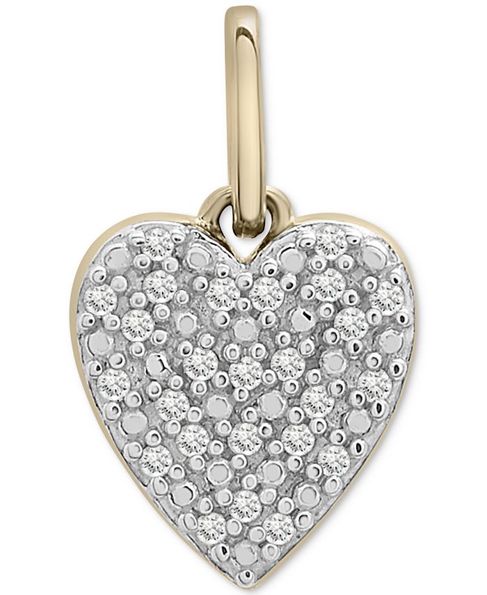 Wrapped Diamond Heart Charm Pendant (1/20 ct. t.w.) in 10k Gold ...