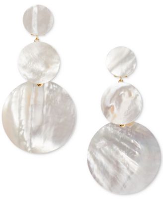 kate spade new york - Gold-Tone Mother-of-Pearl Stacked Disc Statement Earrings