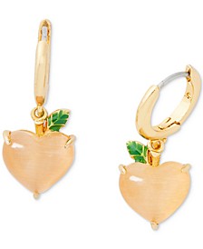 Gold-Tone Crystal Peach Huggie Hoop Earrings