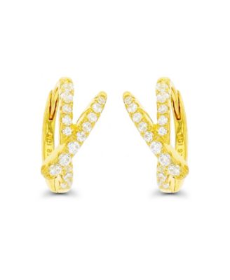 Overlapped Hoop Earrings in 14K Gold Plated or Sterling Silver 