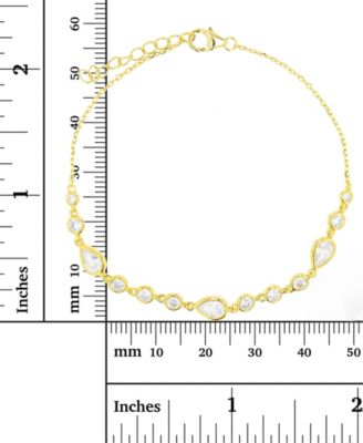 Pear and Round Anklet in 14K Gold Plated or Sterling Silver