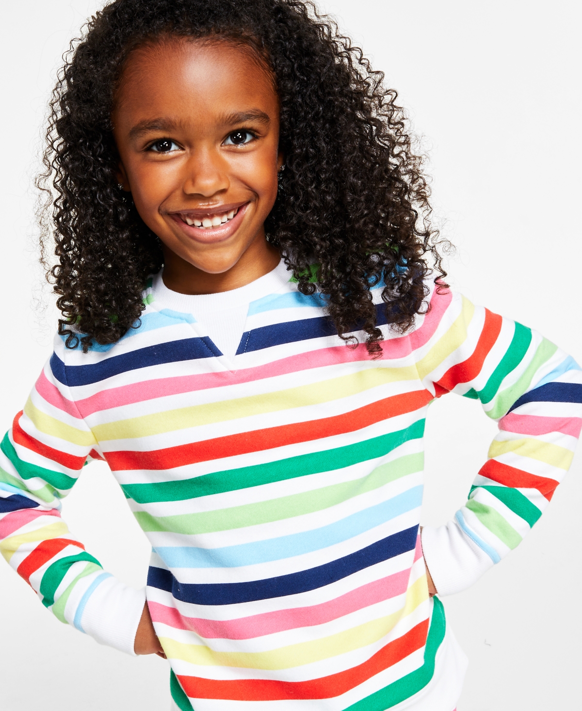 Charter Club Kids' Printed Stripe Matching Crewneck Top, Created for Macy's