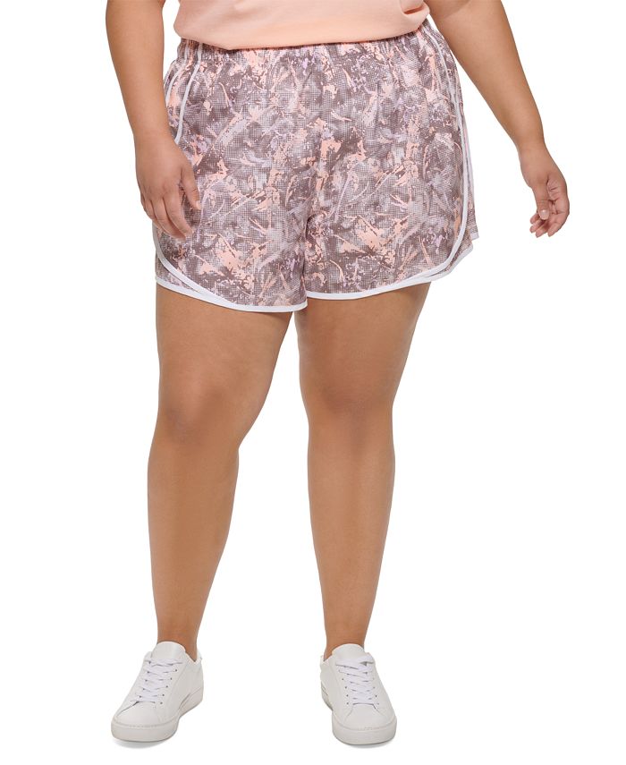 Calvin Klein Plus Size Printed Running Shorts - Macy's