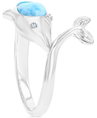 Larimar & Lab-Grown White Sapphire (1/20 ct. t.w.) Ring in Sterling Silver