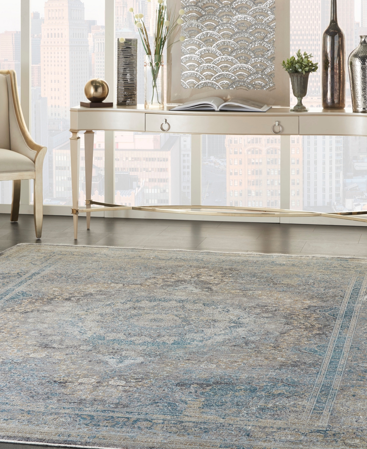 Nourison Home Starry Nights Stn06 8' X 10' Area Rug In Cream,blue
