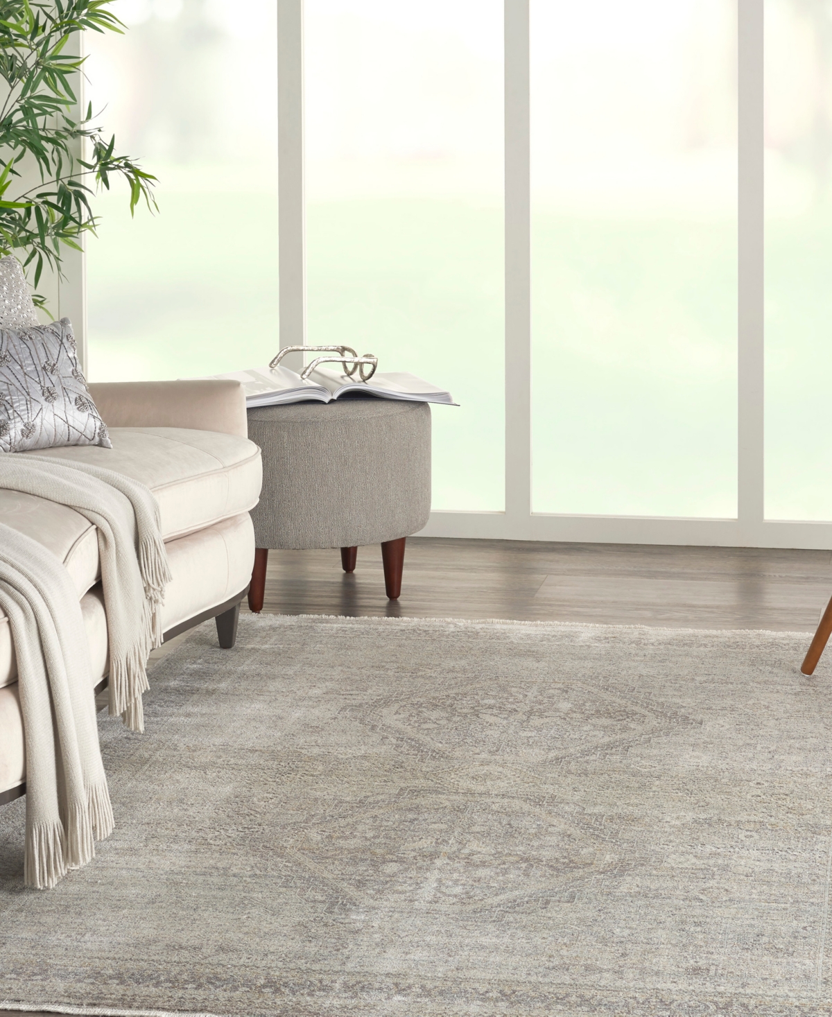Nourison Home Starry Nights Stn04 5'3" X 7'3" Area Rug In Cream,gray