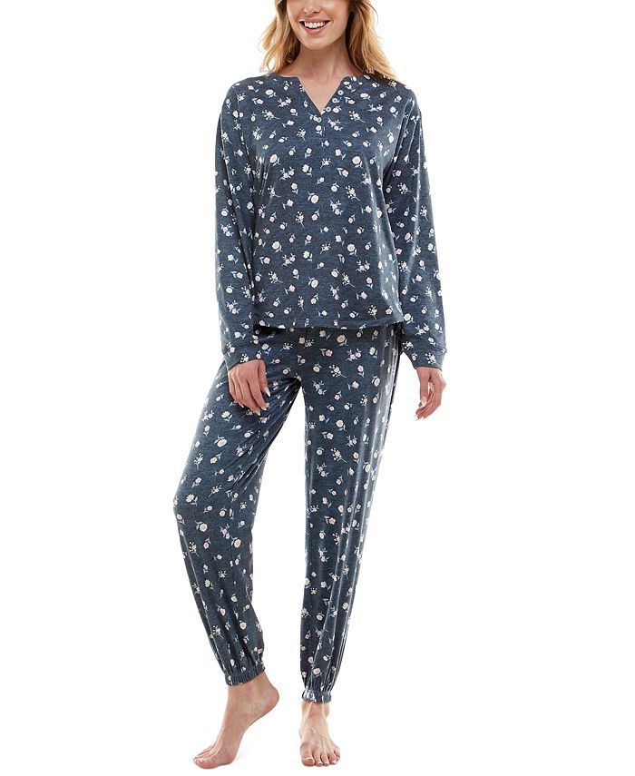Roudelain Women's Cozy Luxe Floral Henley Pajama Set Macy's