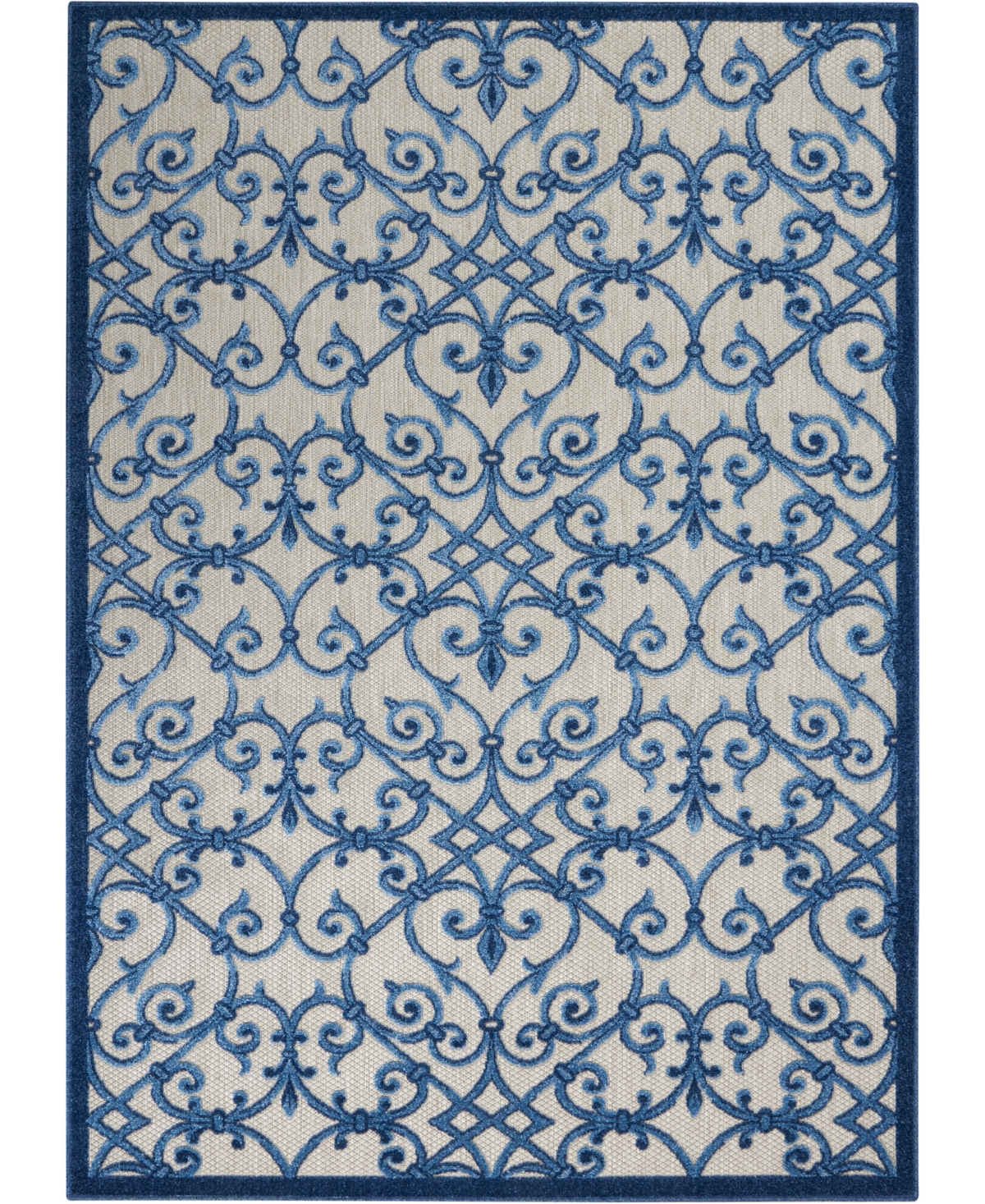 Nourison Home Aloha Alh21 3'6" X 5'6" Outdoor Area Rug In Gray,blue