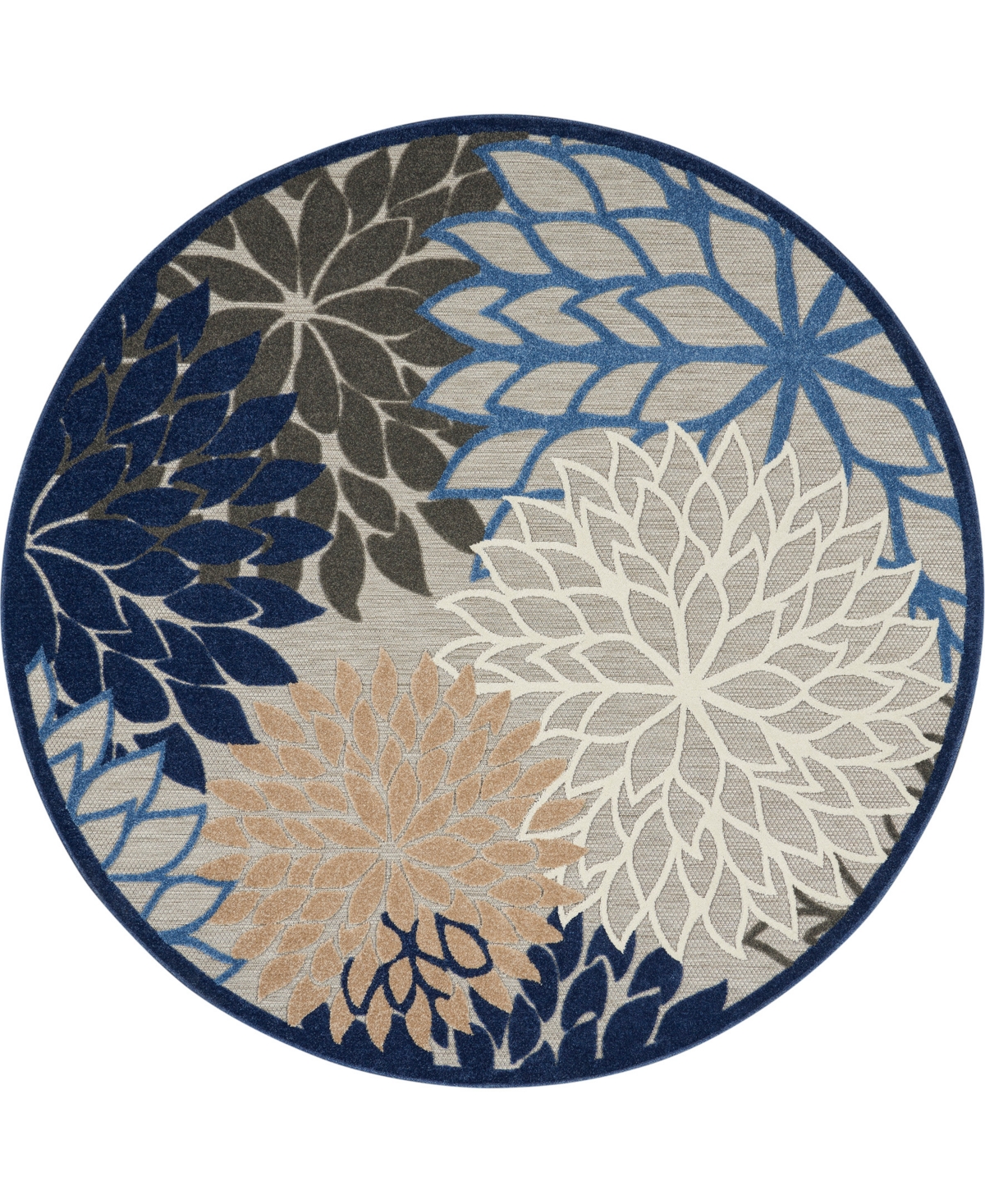 Nourison Home Aloha Alh05 7'10" X 7'10" Round Outdoor Area Rug In Blue,multi