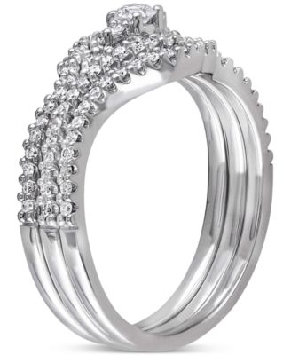 Diamond Cluster 3-Pc. Bridal Set (1/2 ct. t.w.) in 14k White Gold