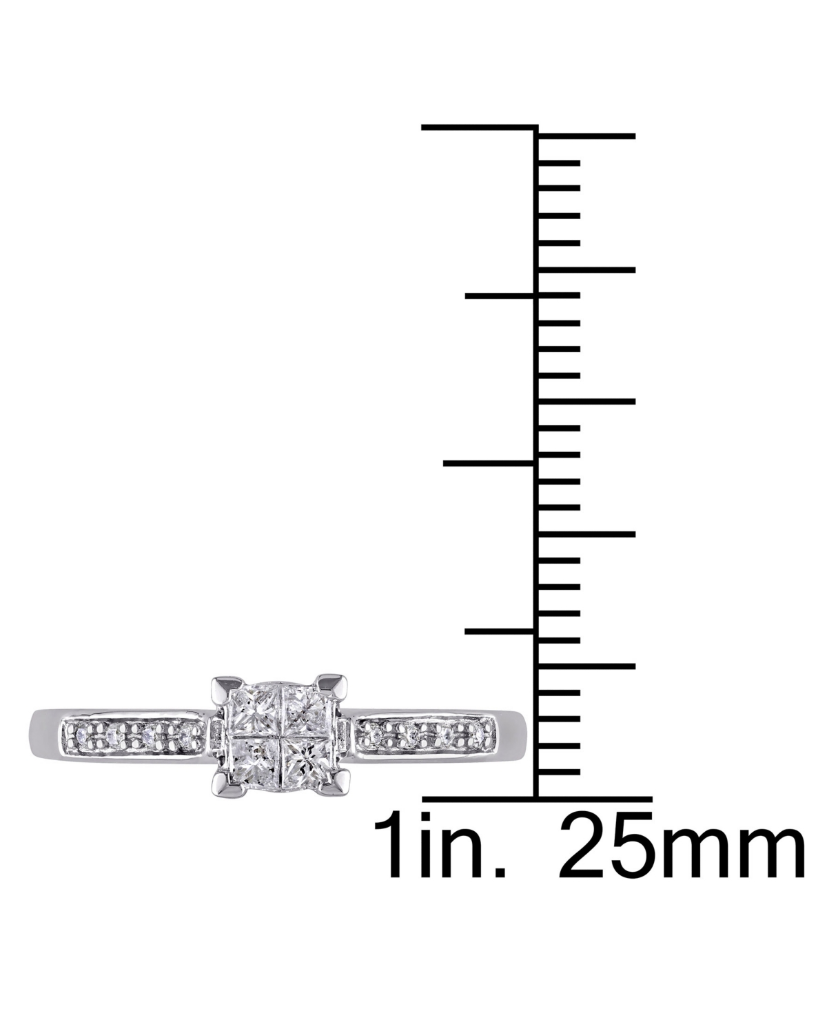 Diamond Princess Quad Cluster Engagement Ring (1/4 ct. t.w.) in 14k- White Gold
