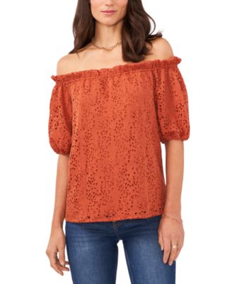 Vince Camuto Women&rsquo;s Off-The-Shoulder Eyelet Top - Macy&rsquo;s