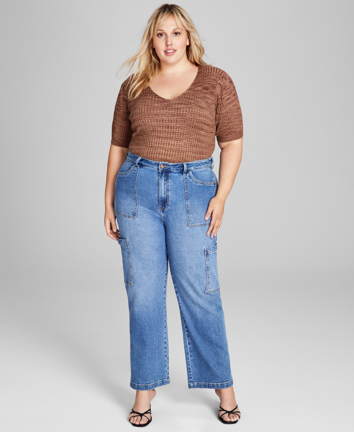 Shop And Now This Trendy Plus Size Utility Jeans In Light Wash