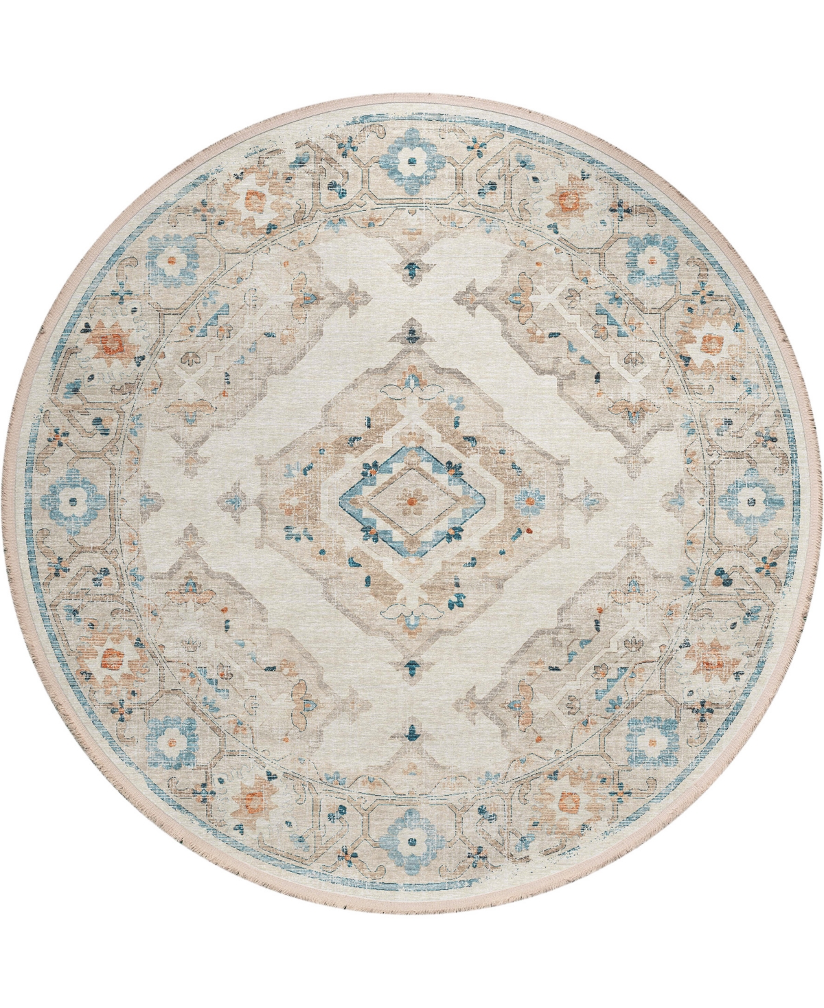 D Style Ionic IOC1 8' x 8' Round Area Rug - Ivory