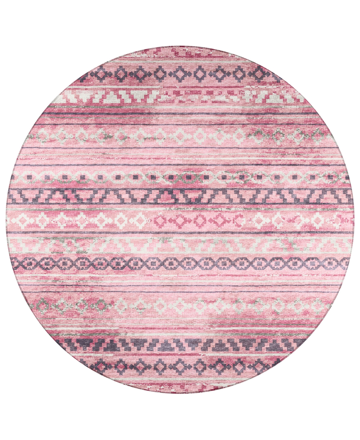 D Style Buttes BTS10 6' x 6' Round Area Rug - Rose
