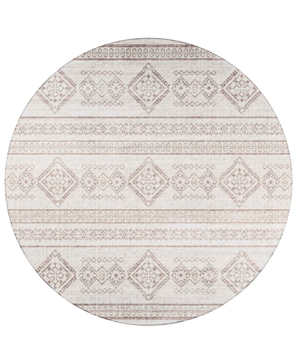 D Style Buttes BTS14 8' x 8' Round Area Rug - Beige