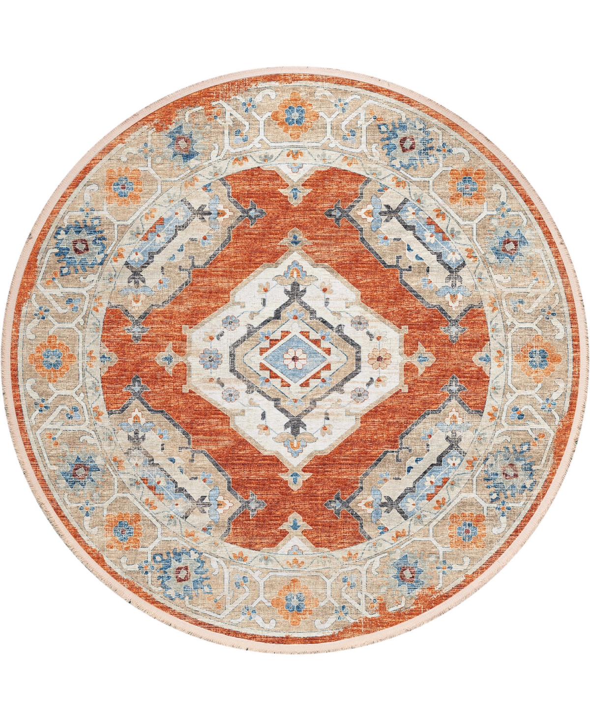 D Style Ionic IOC1 8' x 8' Round Area Rug - Terracotta