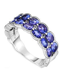Tanzanite (2 ct. t.w.) & White Topaz (1/4 ct. t.w.) Double Row Ring in Sterling Silver