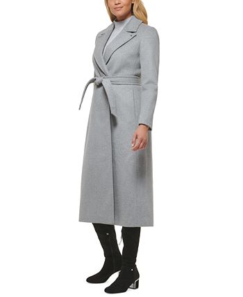 Calvin Klein Women's Belted Wrap Coat & Reviews - Coats & Jackets ...