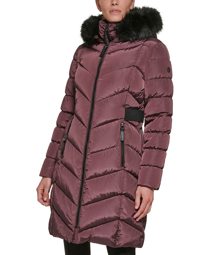Calvin Klein Petite Faux-Fur-Trim Hooded Puffer Coat, Created for Macy's & Reviews - Coats & Jackets - Petites