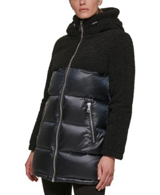 Calvin Klein Women's Mixed-Media Hooded Puffer Coat & Reviews - Coats &  Jackets - Women - Macy's